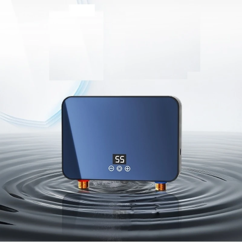 Kitchen Instant Water Heater 6000W Mini Tankless Electric Water Heater Wall-Mounted with LED Display Remote Control for Bathroom