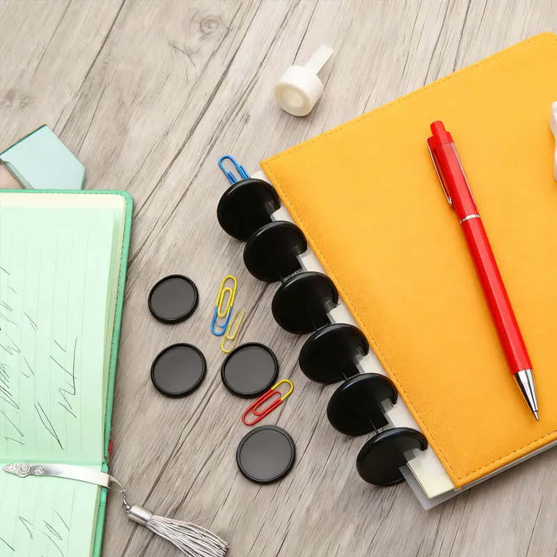24pcs Notebook Black T Mushroom Hole Button Loose-leaf Coil Notebook Plastic Accessories Disc Arc A4 A5 Binder Office Supplies