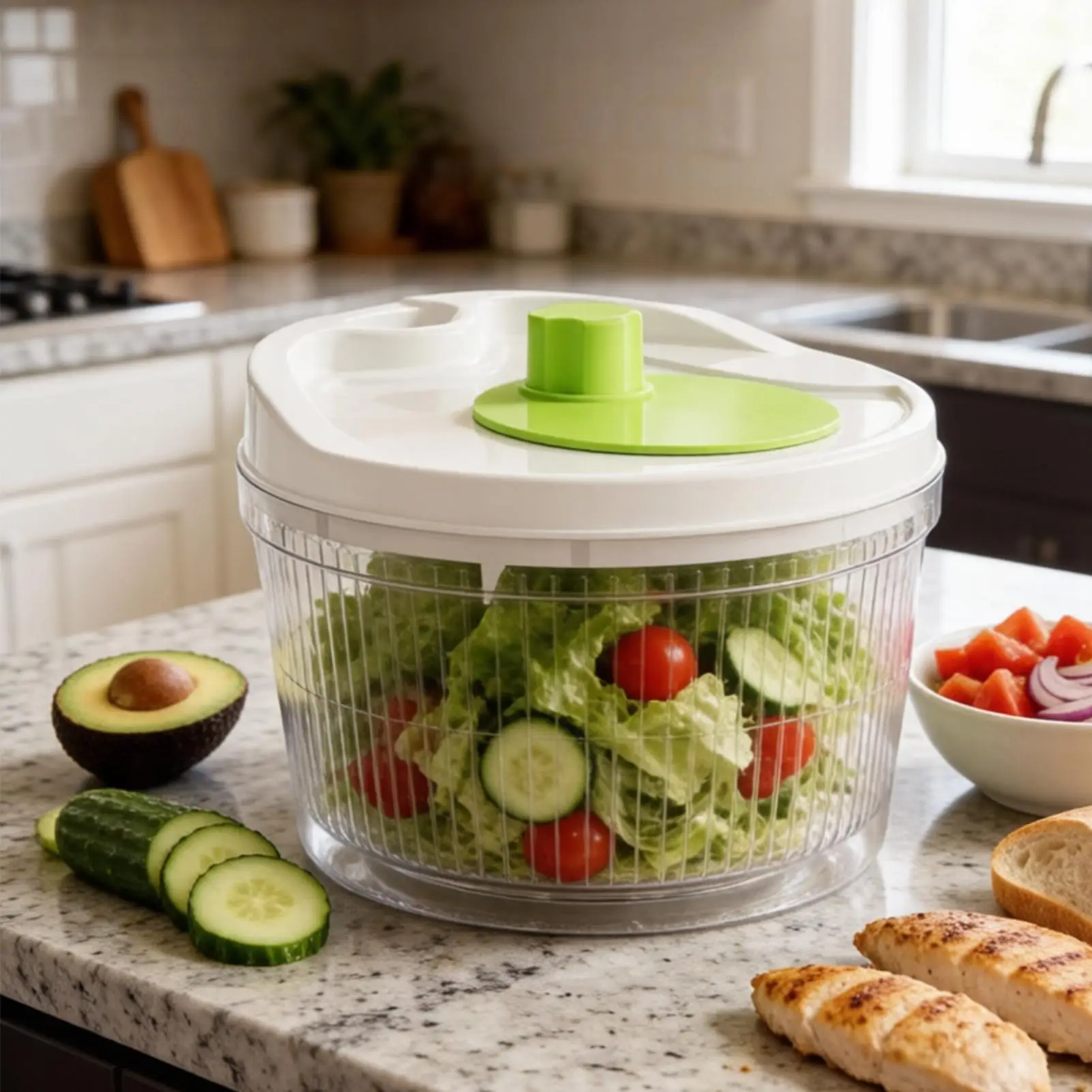 Lettuce Drain Basket  Multifunctional Household Manual Vegetable Dehydrator - Salad Spinner with Fruit,  Home Kitchen Gadgets