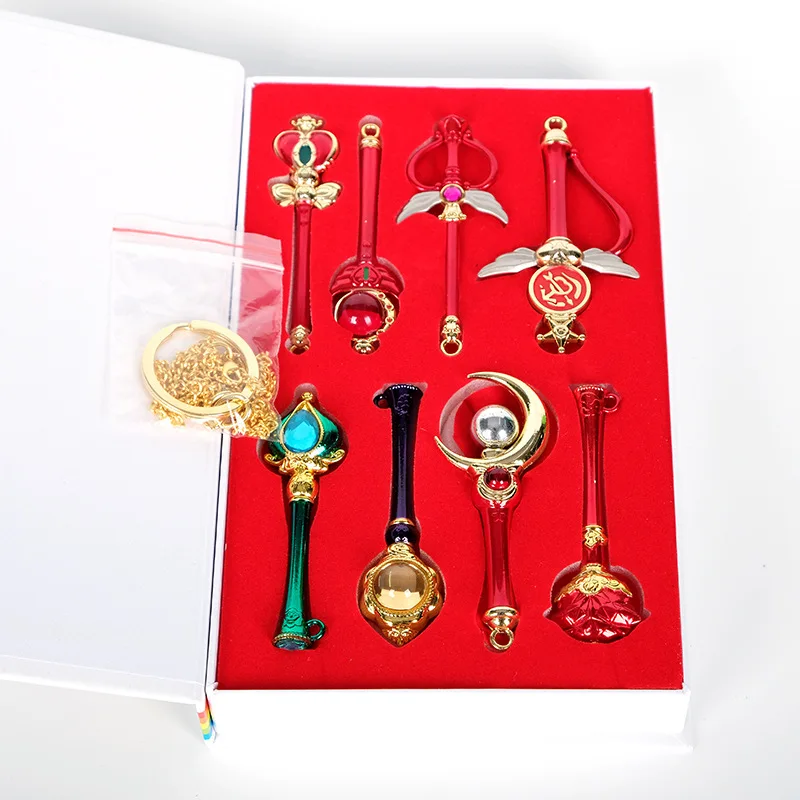 8 sztuk/partia Sailor Moon Pretty Guardian Tsukino Usagi naszyjnik wisiorek zestaw Cosplay figurka Cosplay zabawki