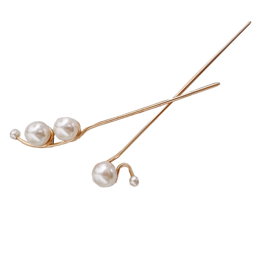 

2Pcs Pearl Hairpin Chopsticks ABS Zinc Elegant Accessories Wedding Banquet Hair Decors Stylish Pearl Fork Chignon Pin