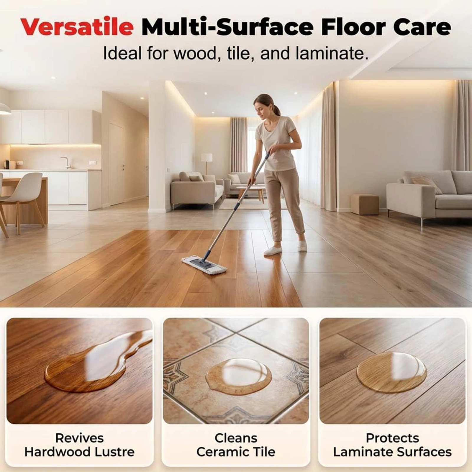 Floor Shine Restorer Restores Luster and Texture 150ml Multi-Surface Shine Enhancer for Wood for Hardwood Flooring Protection