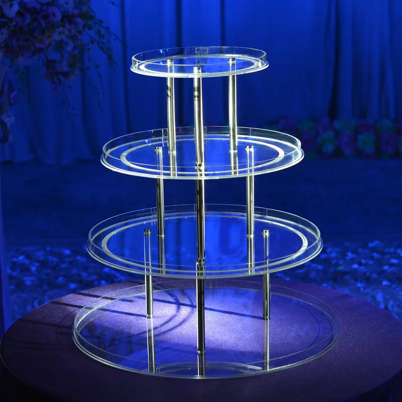 New wedding ceremony furnishings four-layer round acrylic wine table glass tower with circumference, wedding champagne tower