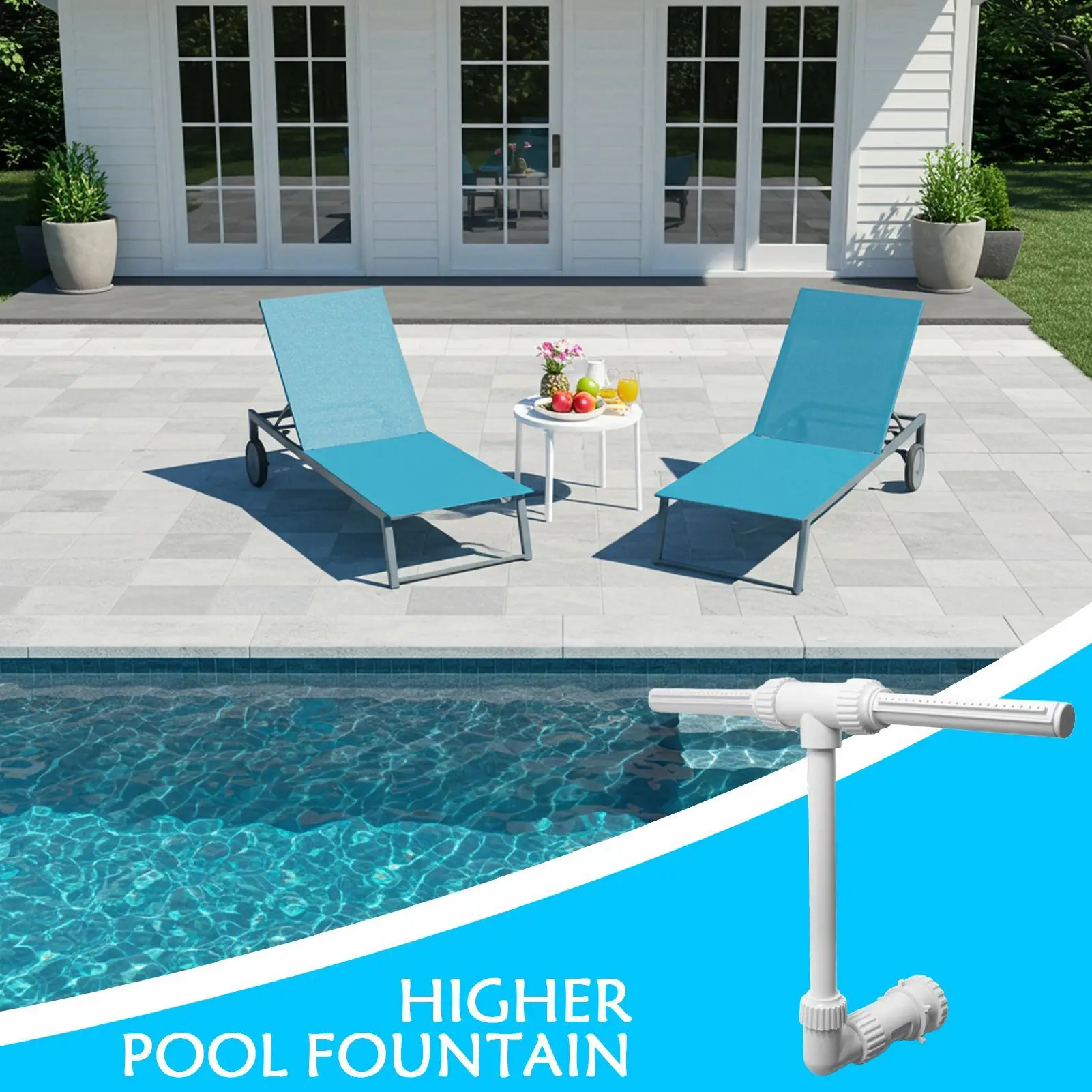 

Water Fountain For Pool Waterfall Sprinkler Fountain Glow In The Dark Adjustable Height Waterfall Spray High-Pressure Double