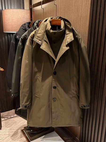 

Мужская длинная зимняя куртка из гусиного пуха, теплая, водонепроницаемая, модная, деловая, повседневная, из полиэфирного волокна, верхняя одежда