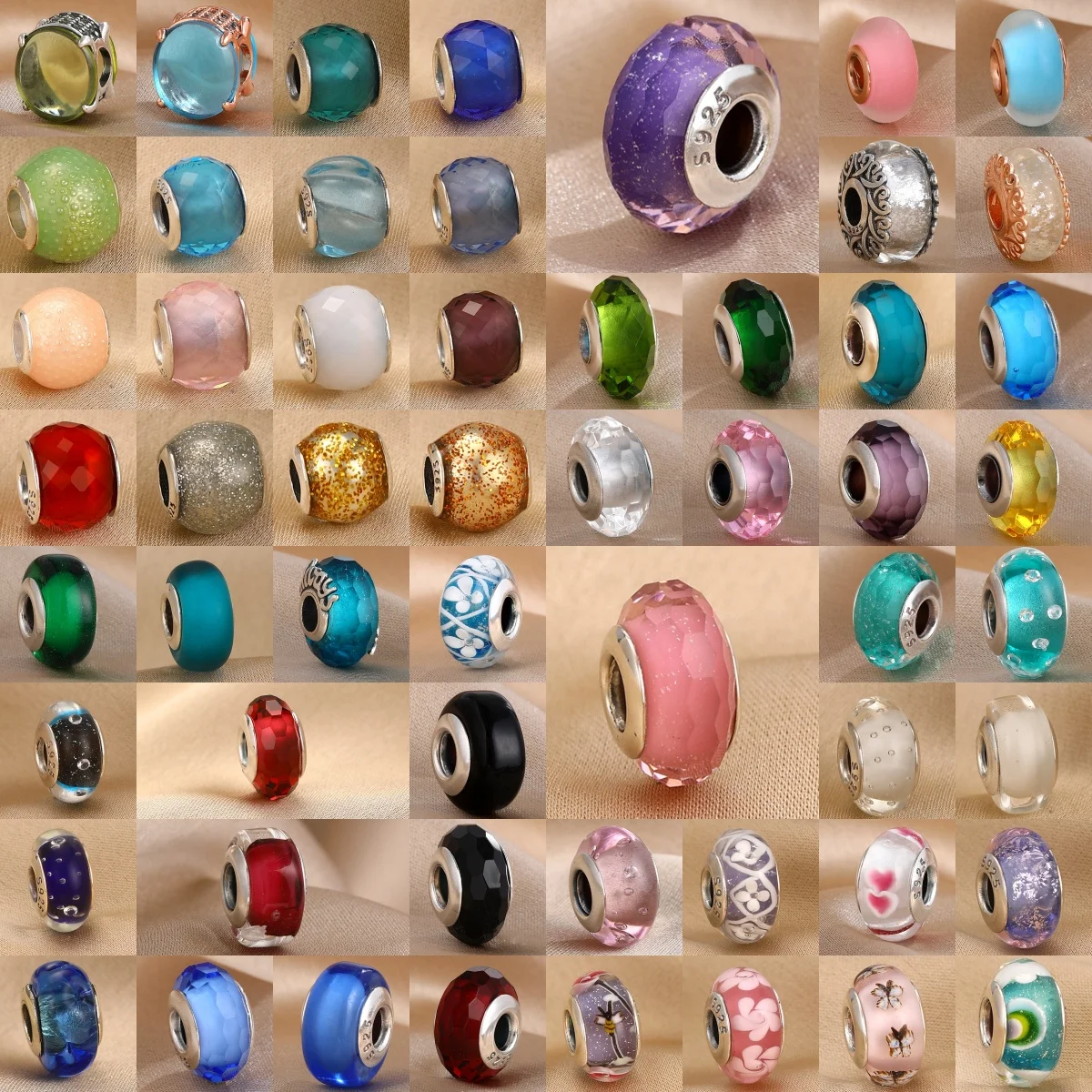 2026 Charm 925 Silver Pink Green Blue Murano Glass Beads Charm Suitable for Original Bracelets Women DIY Jewelry Accessories