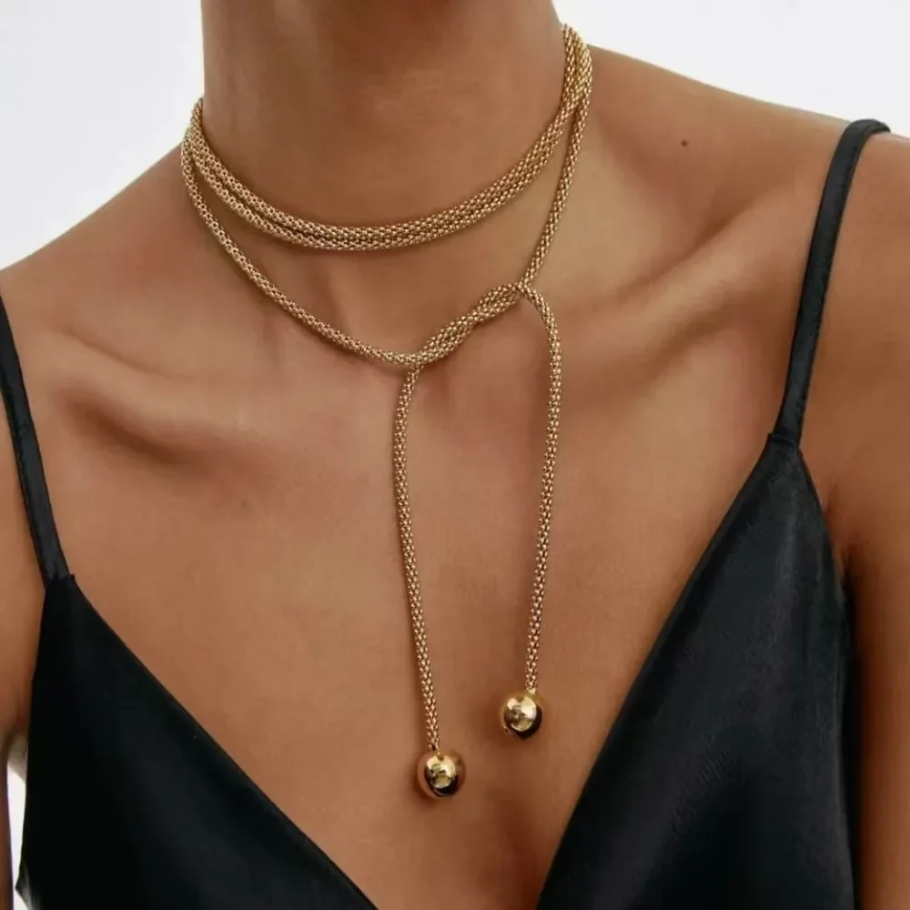 Fashion Personality Round Bead Multi-layered Wound Thick Popcorn Chain Necklace for Men Women Hip-hop Stainless Steel Jewelry