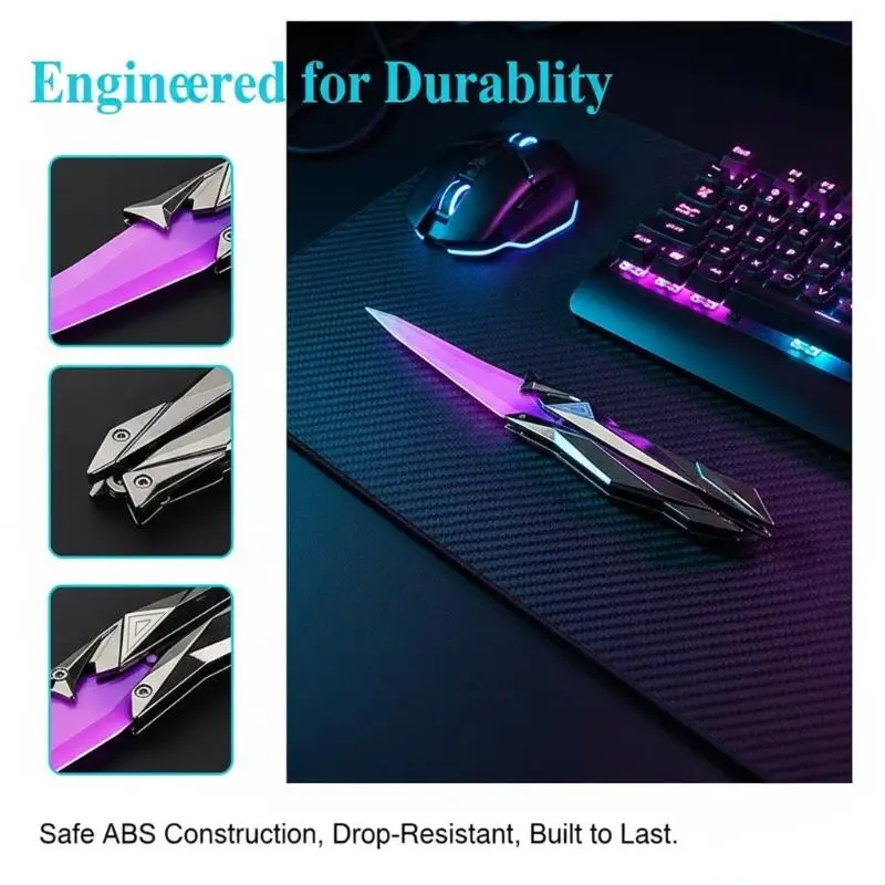 Tactical Shooter Foldable Butterfly Blade 3D Engraved Collectible Weapon Portable Melee Gear For Cosplay/Gaming Accesso
