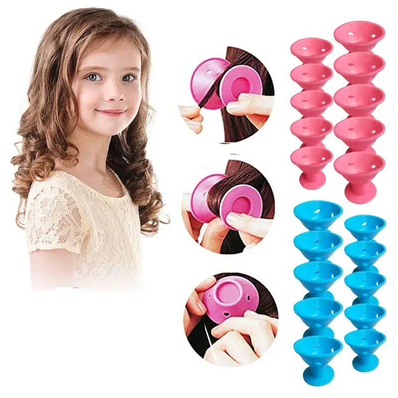 

10Pcs Soft Rubber Hair Curlers Silicone Heatless Hair Rollers Clips No Hurt Hair Rollers Hairdressing DIY Hair Styling Tools