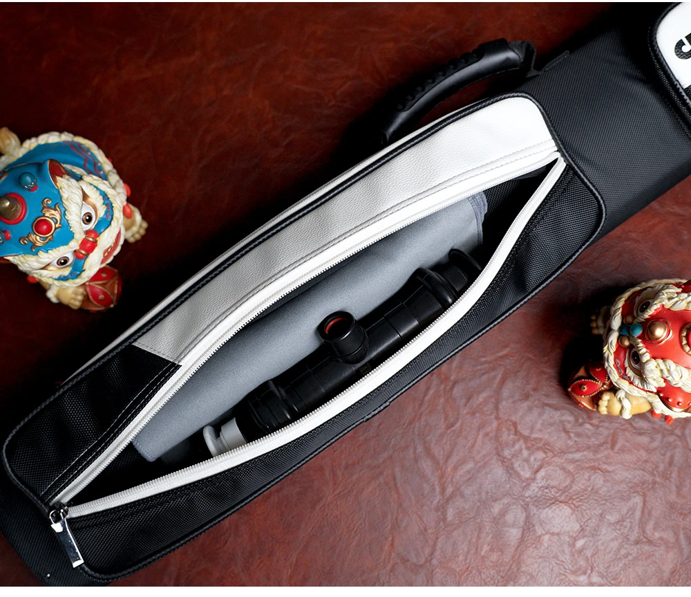 Billardqueue-Etui 2x4 2 Queues 4 Schaftenden Oxford-Stoff PU-Leder Samtfutter Rutschfeste Basis Schultergurt Billard CRICAL – Detail 16