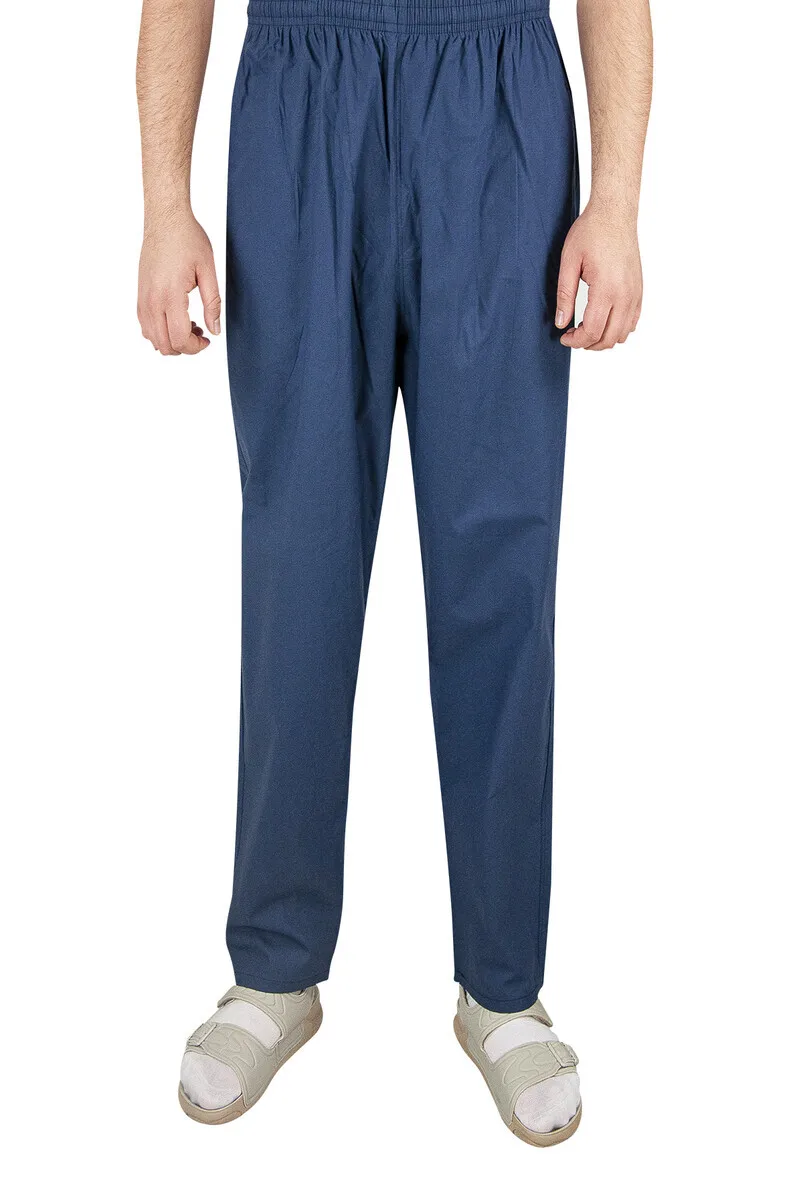 Iqrr – pantalon sarouel d'été en lin, taille élastique, bleu marine