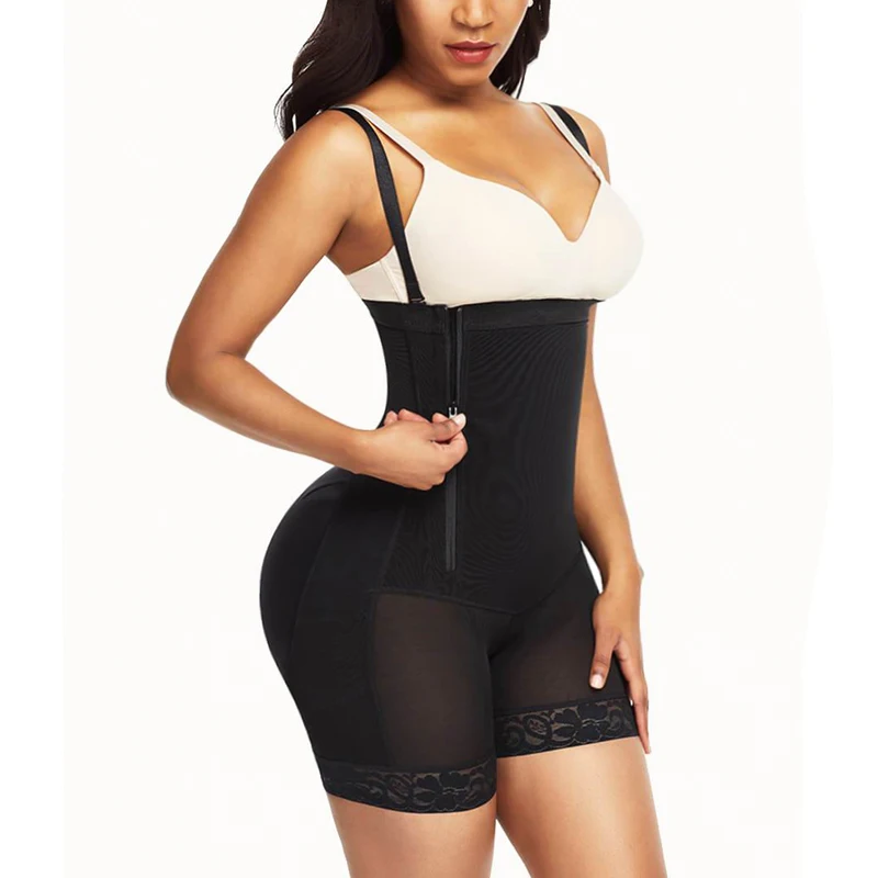 Fajas Colombia High Qualit High Compression Tummy Shaping Side Zipper Shoulder Strap Shapewear Ladies Bodysuit  Flatter Figure