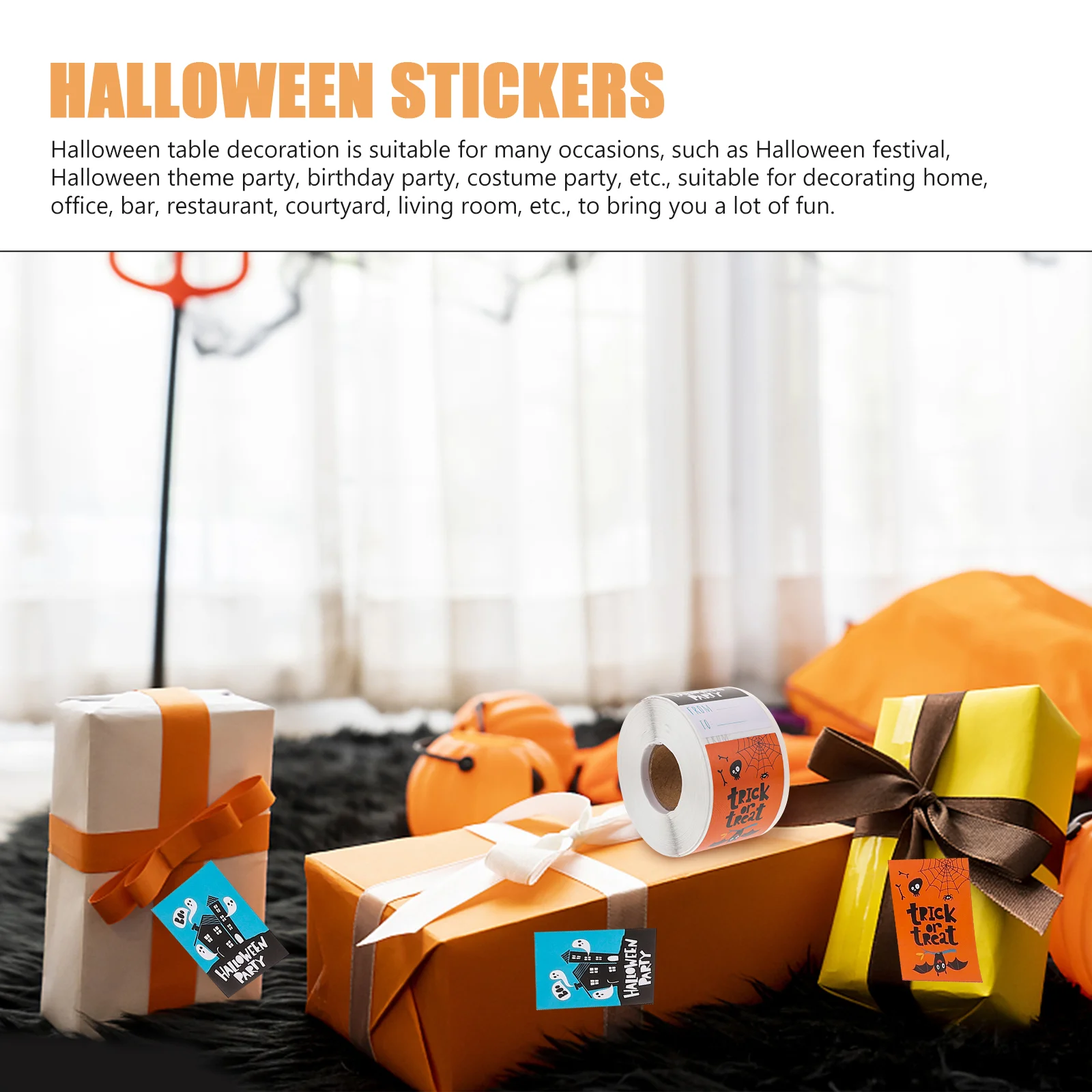 Gift Labels Wrapping Stickers Sealing for Halloween Cartoon Festival Round Invitation Cards
