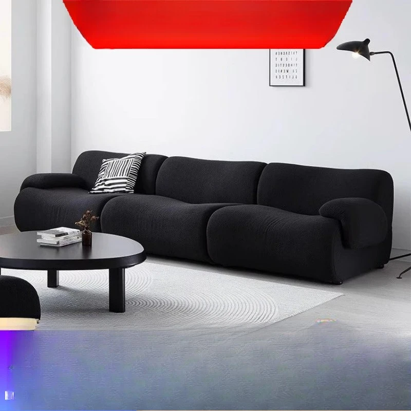 

sofa small apartment living room module lamb wool fabric sofa minimalist sponge compression sofa