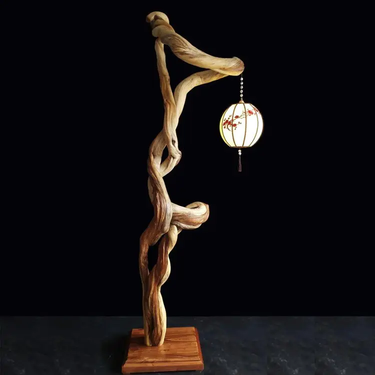 Floor-to-ceiling light stand ornaments Natural logs Natural conformal branches Dead wood