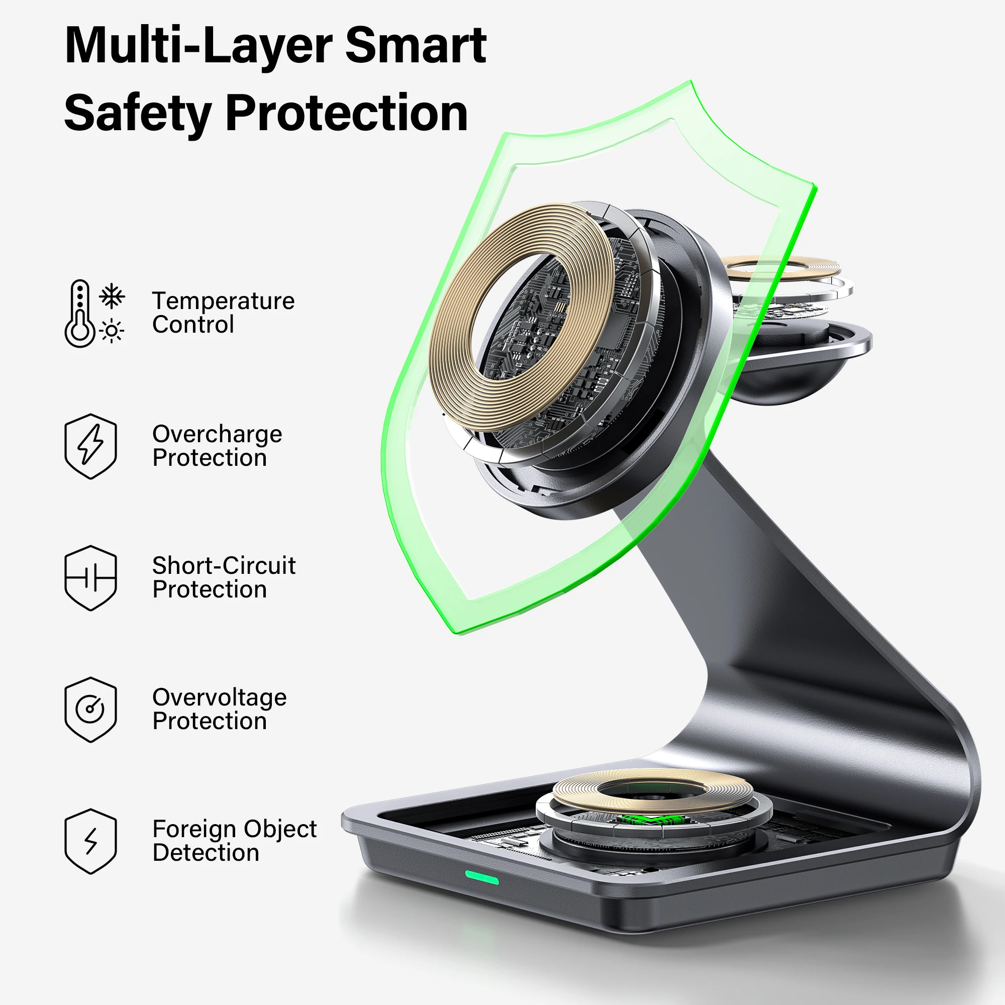 Bonola 3-in-1 Magnetische Kabellose Ladestation für iPhone 17/17 Pro Max/16/15 15W Kabelloses Laden für Apple Watch AirPods Pro – Detail 9
