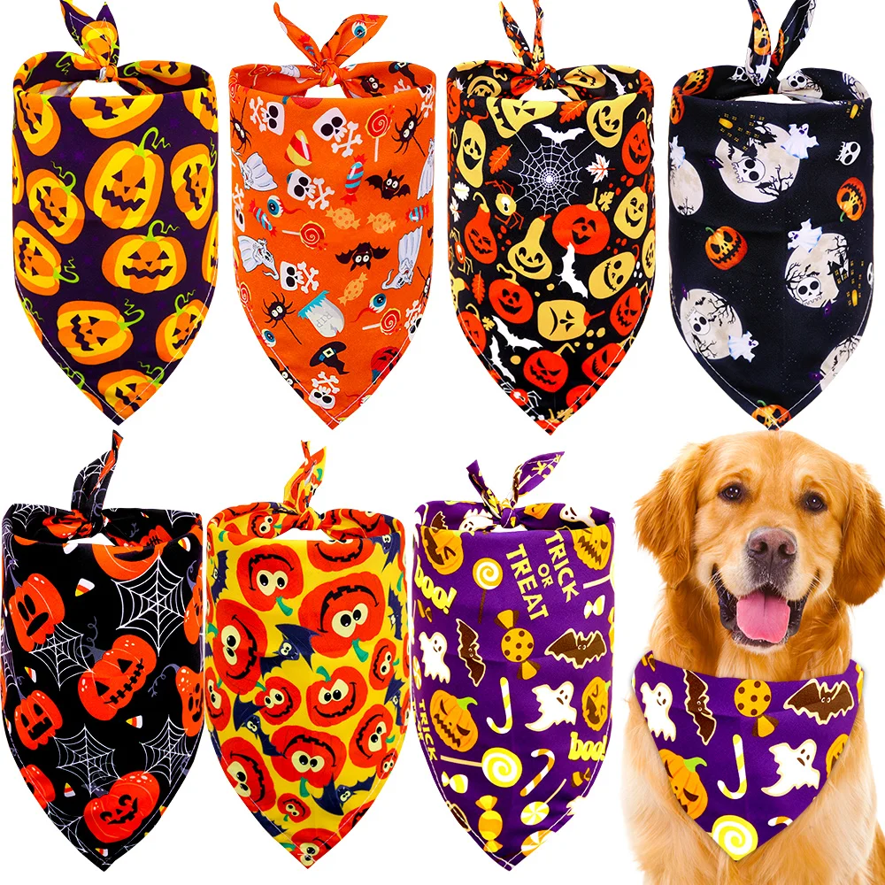 10/20PCS Pet Scarf For Dogs and Cats Halloween Party Dog Bandanas Adjustable Pet Triangular Scarf Dog Accessories Pet Supplies