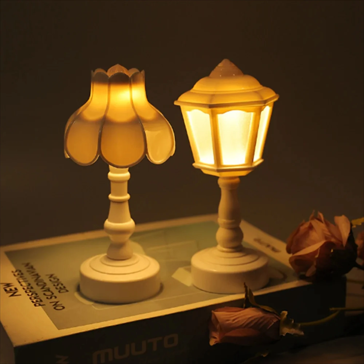 

Vintage Mini Book Light Small Retro Table Lamp Portable Lighting Battery LED Bedside Lamps Desk Bedroom