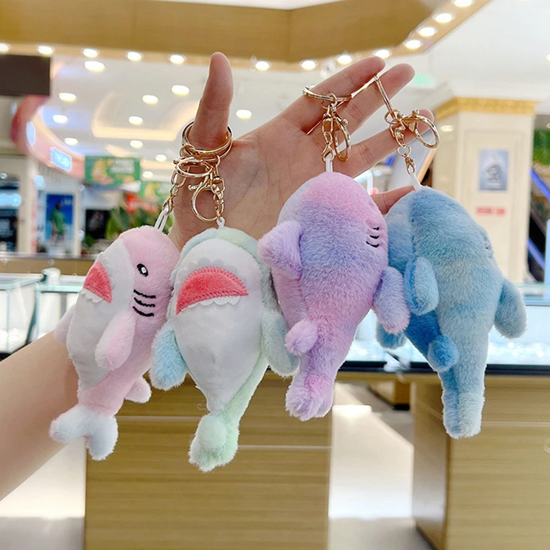 Unique Rainbow Shark Pendant Plush Toy Cute Colorful Deep Sea Dreamy Creatures Pretty Bag Cool Decorate Keychain Birthday Gift