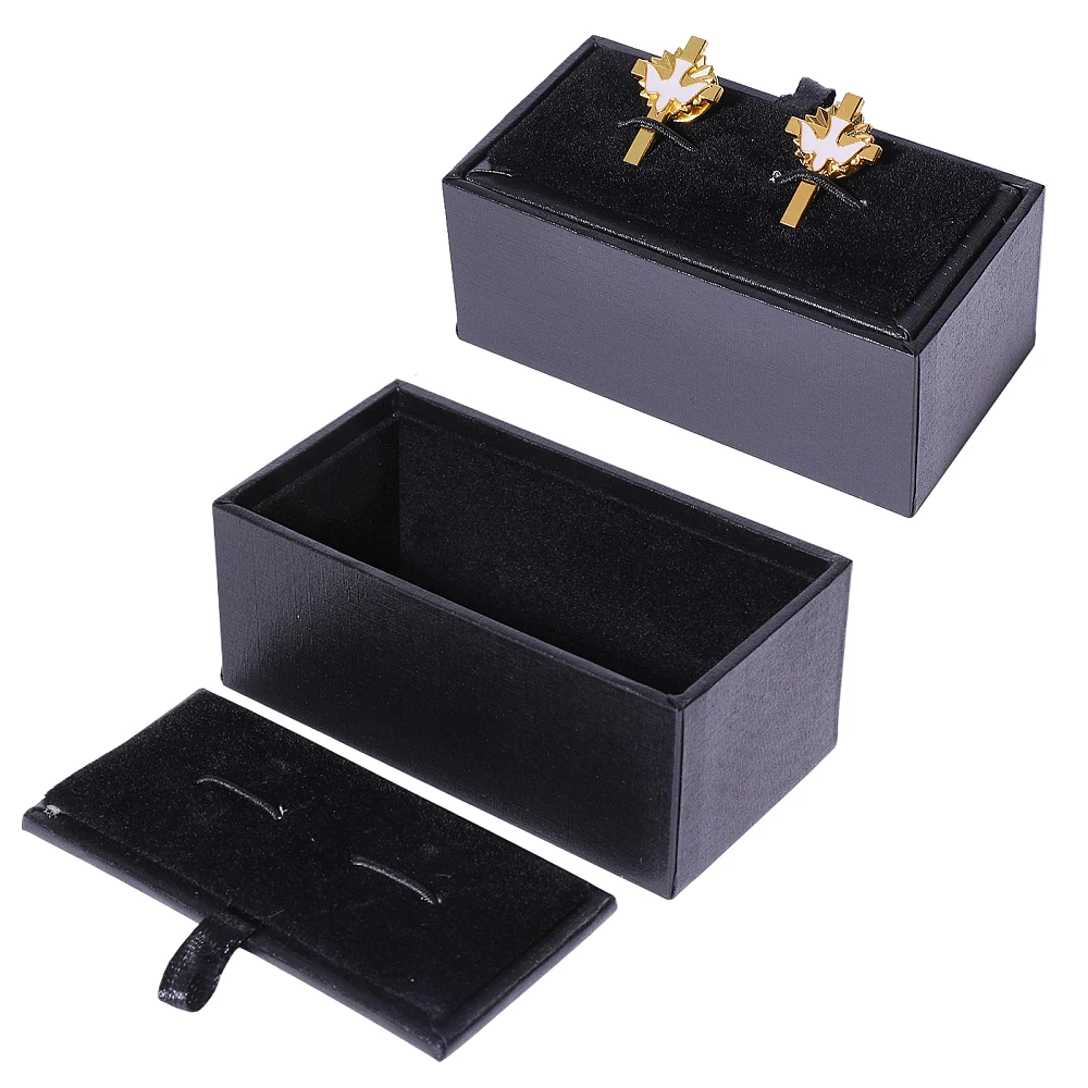 2 Pcs Velvet Cufflink Tie Clip Box Black Storage Gift Box Jewelry Display Box for Engagement Birthday Anniversary 3.35×1.77inch