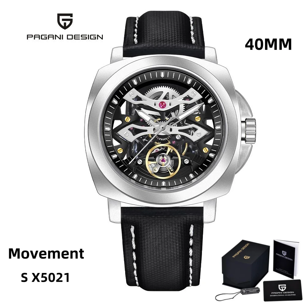 PAGANI DESIGN 2024 New Men's Automatic Mechanical Wristwatch Skeleton Fashion Casual Sapphire Glass Waterproof Luminous Watch