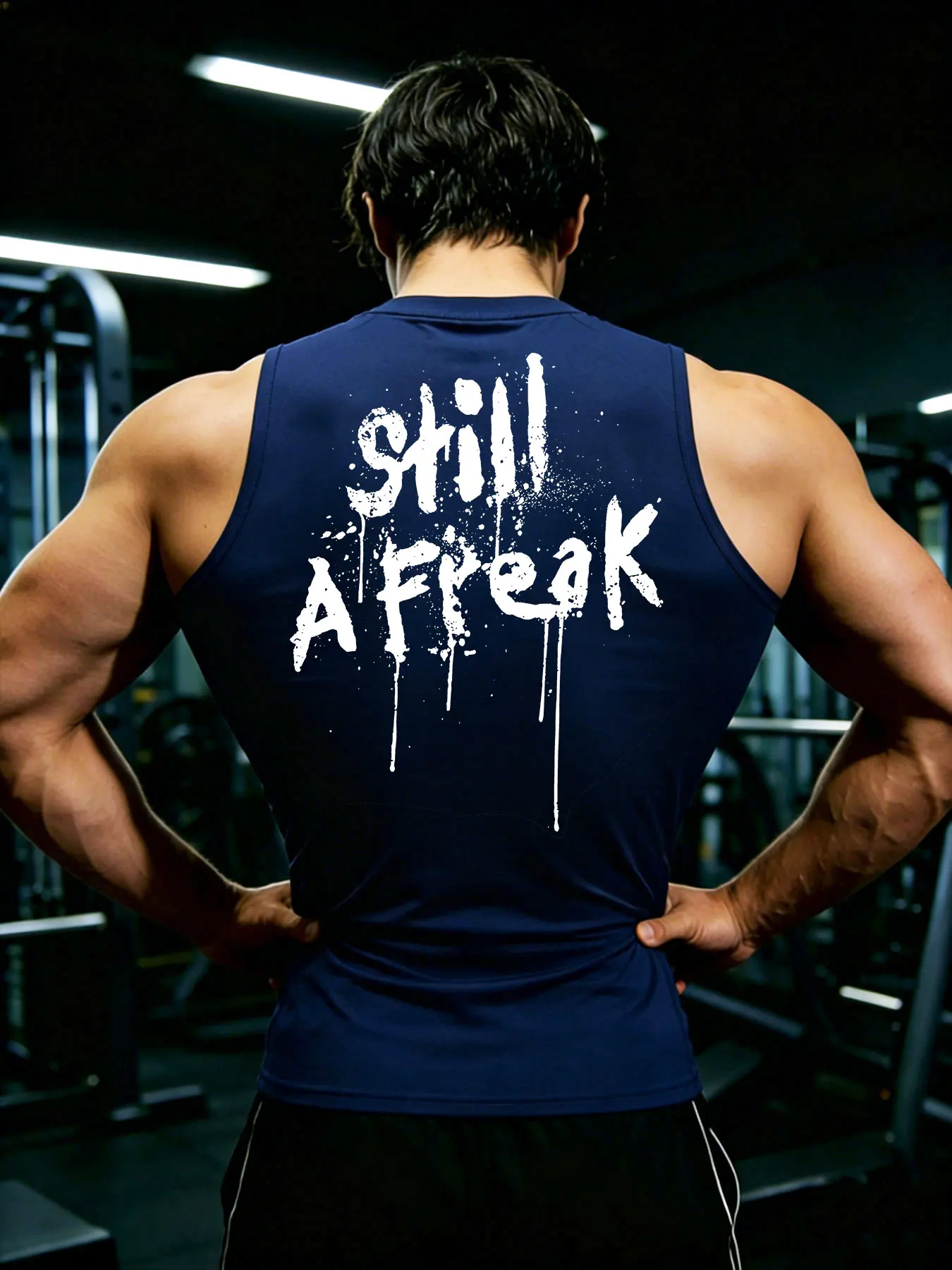 Men's Y2K Still a Freak Print Gym Tank Top Quick Dry Sleeveless Fitness Shirt Streetwear Bodybuilding Vest