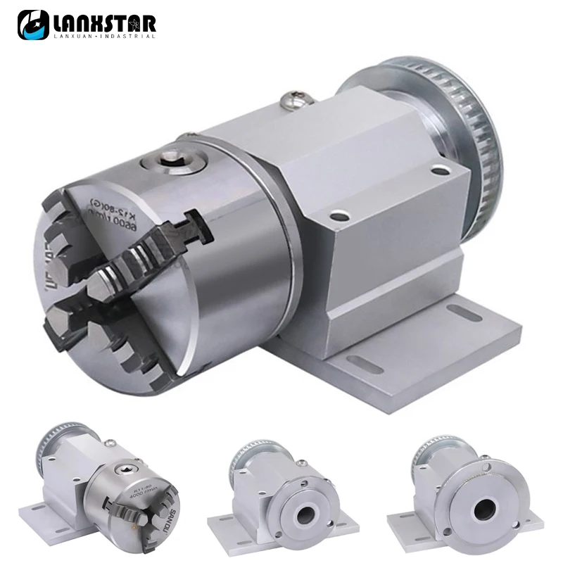 Micro Lathe Spindle Assembly 80/100 Three Jaw/Four Jaw Chuck Woodwork DIY Bead Machine Self Centering Hole Clamp