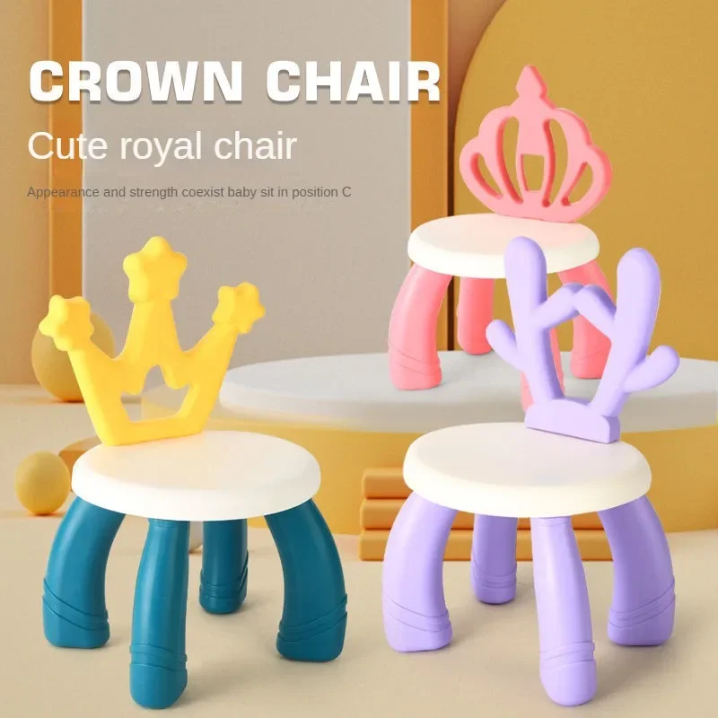 Chair Backrest Anti-fall Stool Children\'s Plastic Chair Building Blocks Table and Chair Household Anti-slip Baby Dining