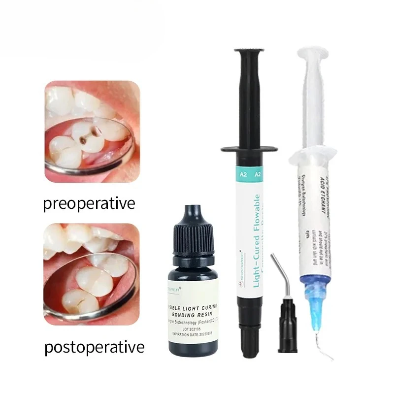 

Dental Resin Light-Curable Flowable Fluid Resin Materials Bonding Etch Composite Resin Dental Material 2.5g Oral Filling Tools