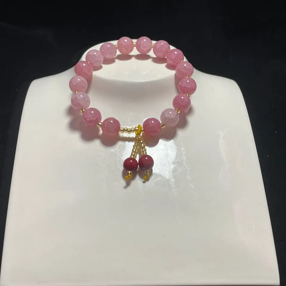 2026 Ethnic Style Imitation Jade Crackle Beaded Bracelet For Women Couple Bestie Daily Wear Fashion Jewelry Delicate Small Gift