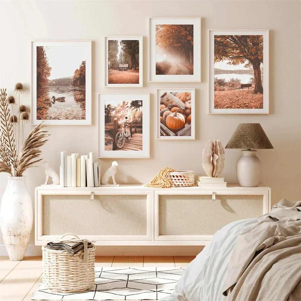 1pc Fall Print Wall Art Autumn Gallery Wall Set Nature Poster Landscape Art Pumpkin Poster Thanksgiving Decor Autumn Wall Art
