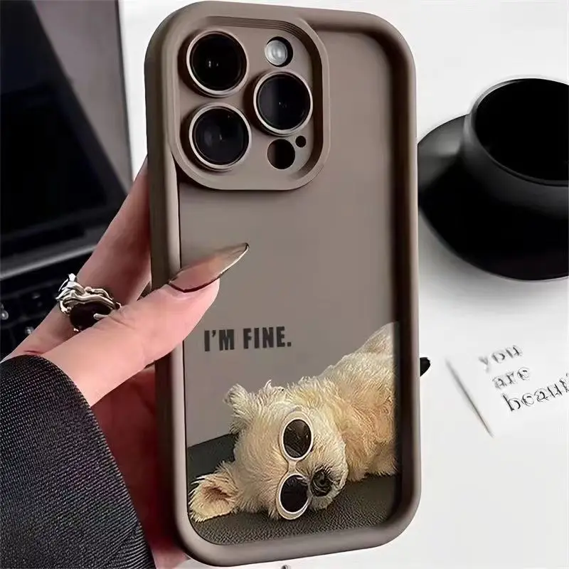 Cartoon Vacation Sunglasses Dog Silicone Phone Case For iPhone 16 15 Pro Max Cases iPhone 11 12 13 14 XS Max XR X 7 8 Plus Cover