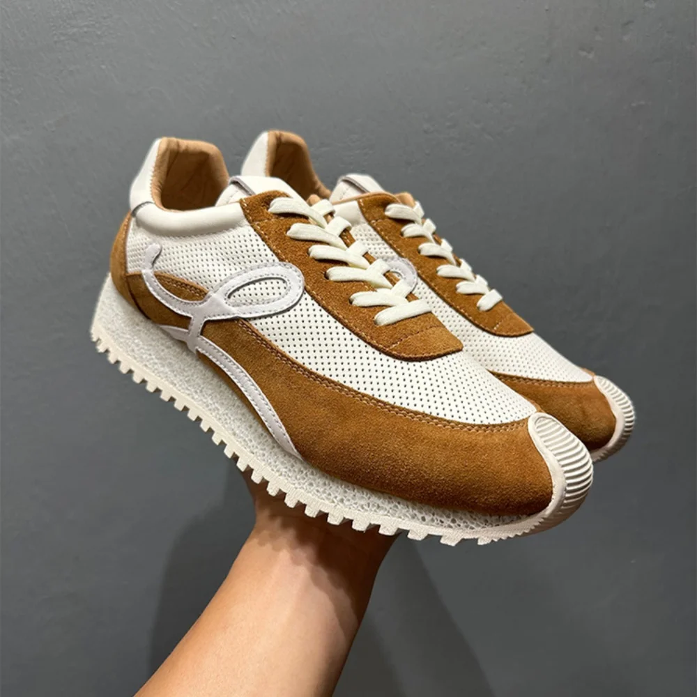 

Fashion Men Trainers Shoes Handmade Cowhide Breathable Shoes Sneakers Shoes Skateboard Genuine Leather