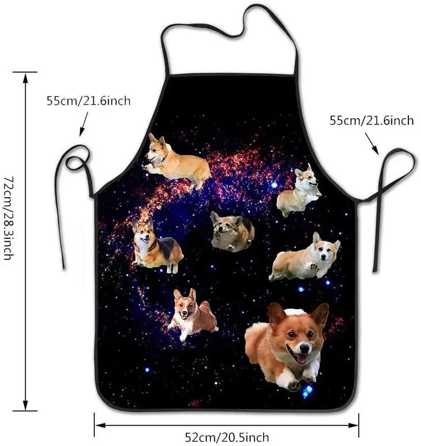 Space Corigi Dogs Cute Pets Apron for Men Women Baking Gardening Sewing BBQ Waterproof Cute Gifts