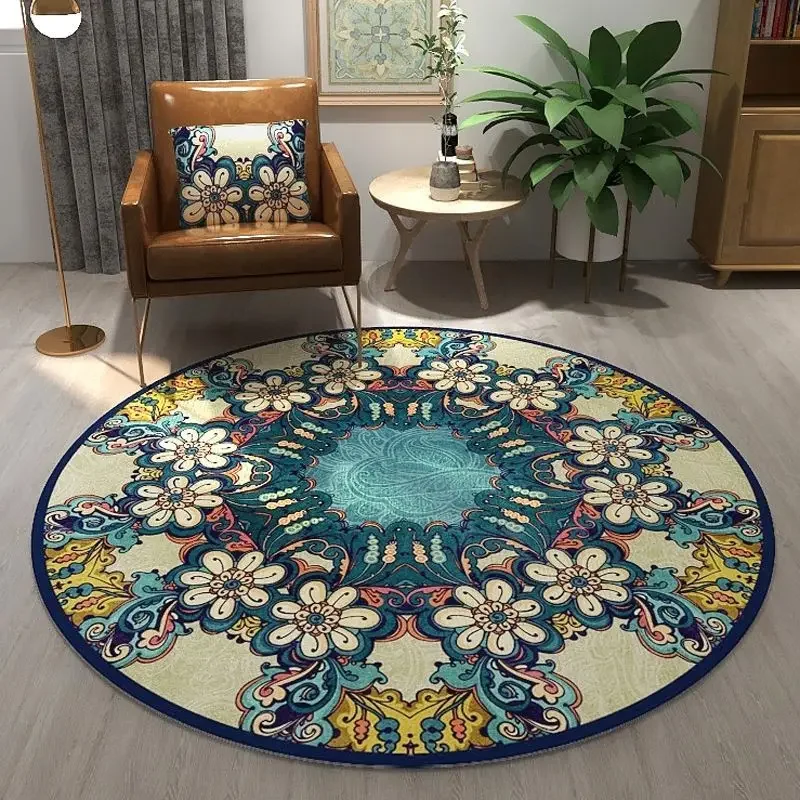 Ethnic Style Mandala Bohemian Round Carpet Living Room Decoration Rugs for Bedroom Home Hanging Basket Rocking Chair Floor Mat