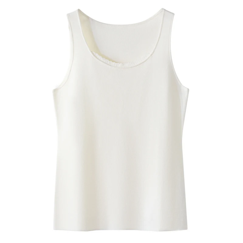 

Autumn New Women 100% Worsted Wool Sweater Vest High Elasticity Slim Casual Tops Female O-Neck Tank Soft Ladies Knit Camisole