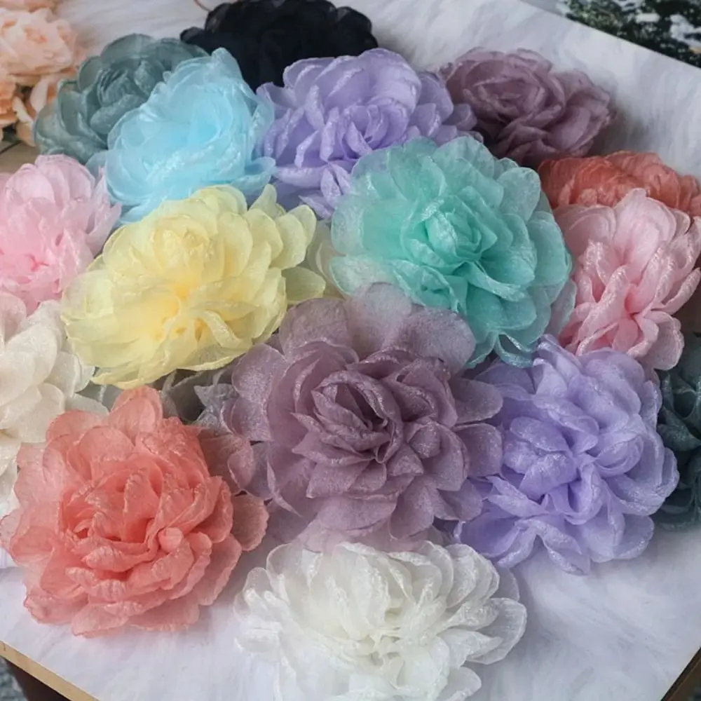 

9.5CM Organza Burnt Edge Flower DIY Hair Accessories Mesh Rose Head Flower Chest Flower Shoes Hats Wedding Dress Accessories