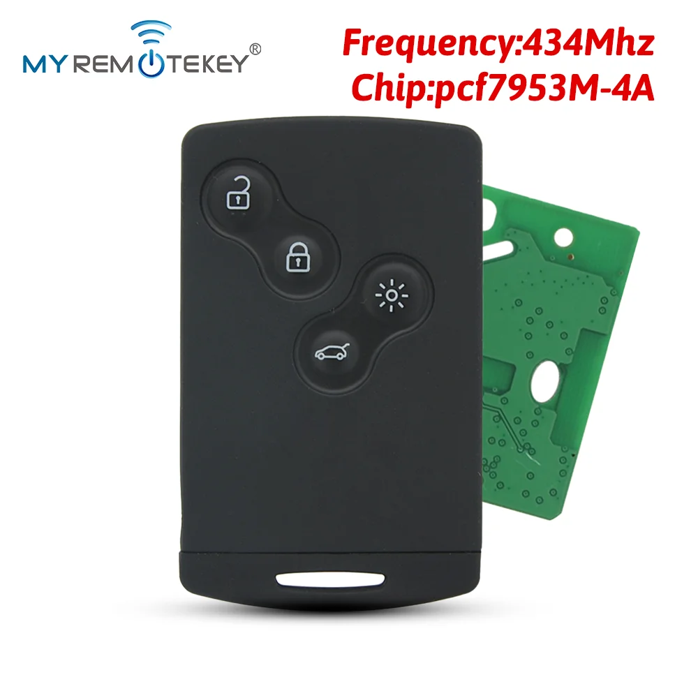 

MYREMOTEKEY Renault Смарт-ключ-карта 4 кнопки 434 МГц чип PCF7953M-4A для Renault Clio4 Captur 2012-2016