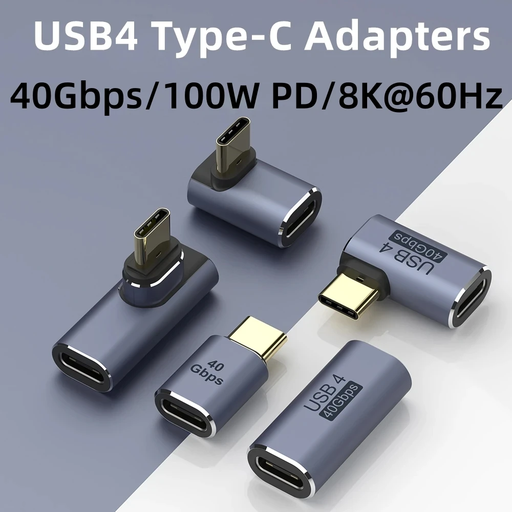 2PCS USB4 Type-C OTG Adapter 40Gbps Data Transfer 5A 100W Fast Charging Converter for Tablet Phone Laptop Notebook