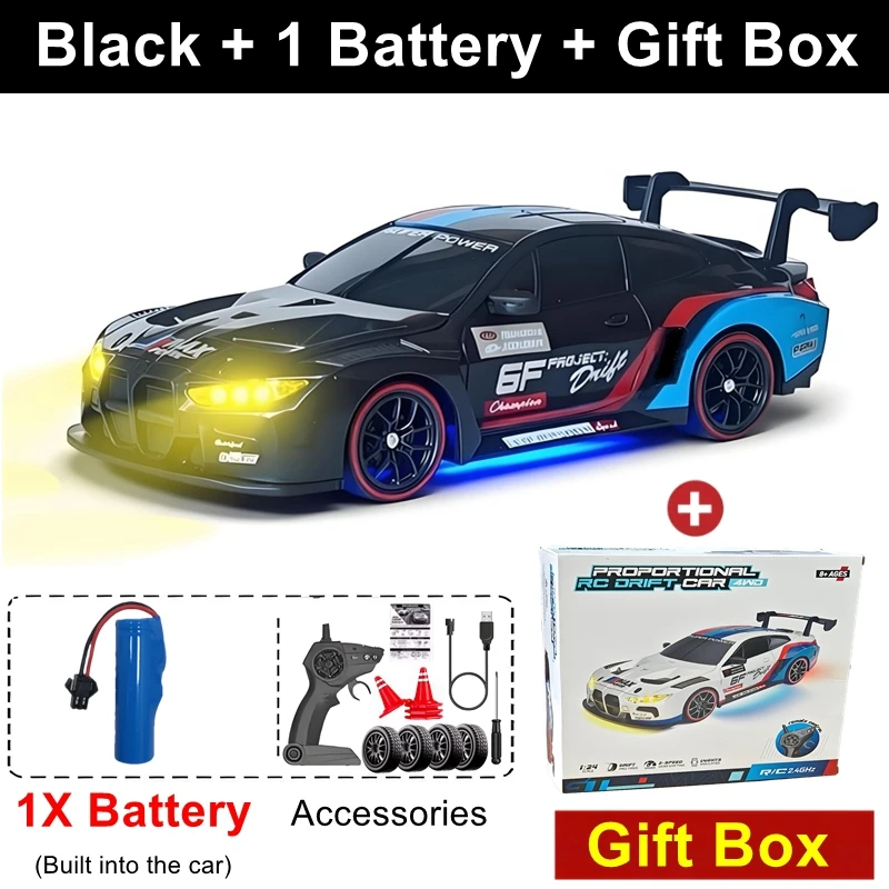 4WD RC Drift Auto Met LED Licht 2.4G Radio 20 KM/u Hoge Snelheid Afstandsbediening Racewagens Voertuig Model Speelgoed Cadeau voor Jongen Meisje Kid