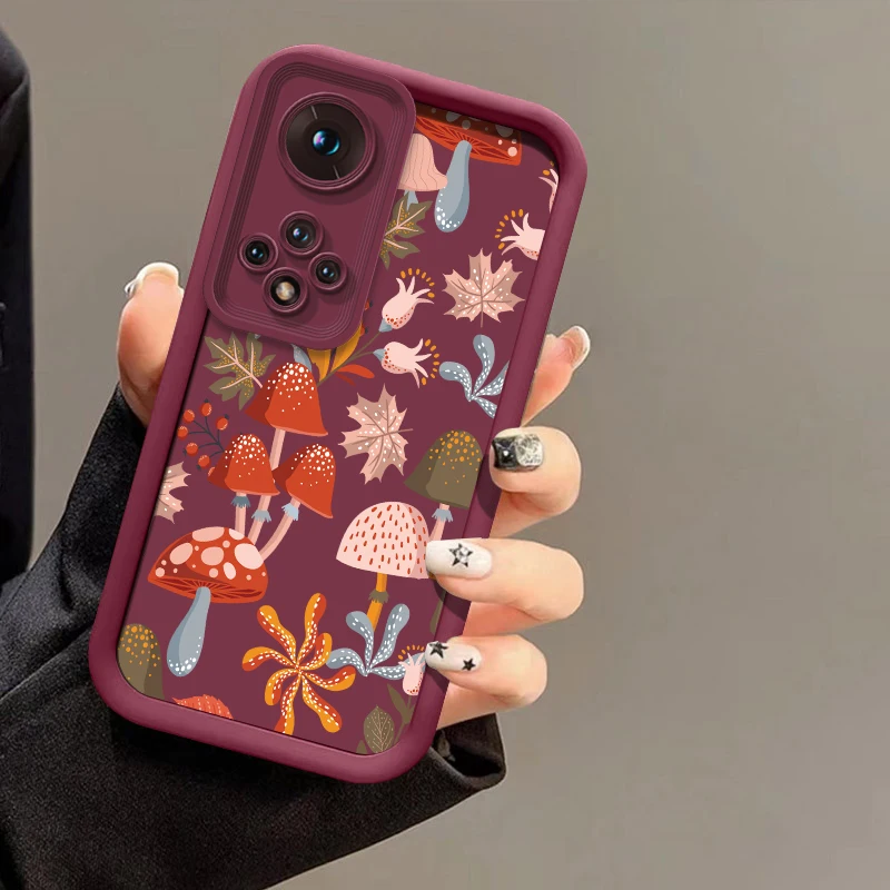 マットTPUスマホケース Huawei Honor X8B X8A X7A X7 X6A Magic 7 Lite 6 5 Pro X60 X30 X9C X9 X8C用 マッシュルーム柄 ソフトカバー