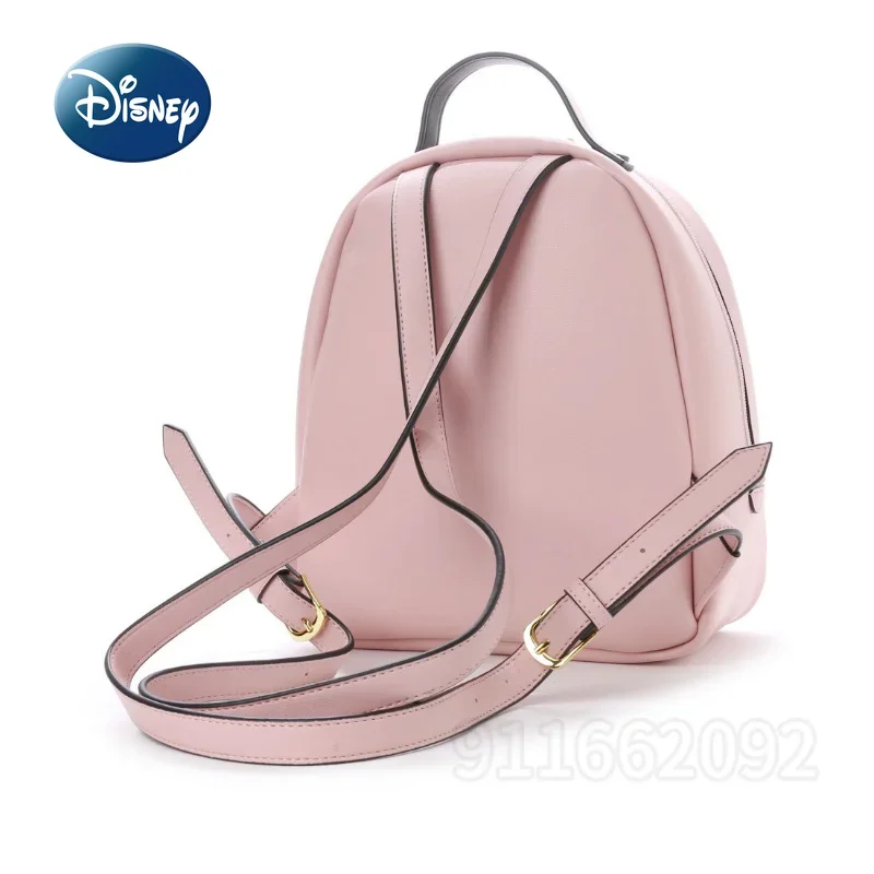 Mochila multifuncional Disney-mickey para mulheres, grande capacidade, bolsa de armazenamento de viagem, zíper pu, bolsa escolar prática, original,