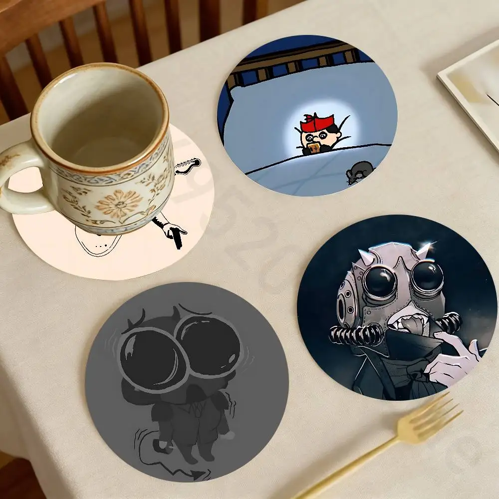 

Classic Rock Band Cartoon Ghost Wooden Coaster Set Coffee Teacup Decoration Coffee Shop Beverage Shop Family Restaurant