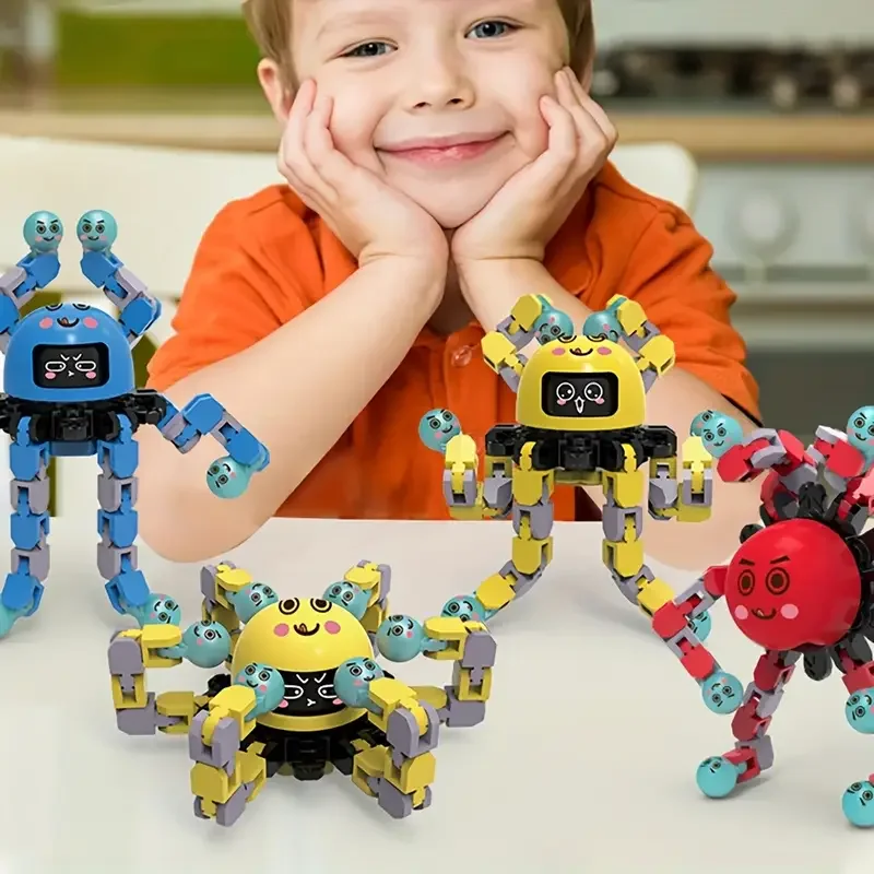 Odd Face ロボット ジャイロ おもちゃ メカニカル フィジェット スピナー、変形可能なチェーン ロボット DIY 変換、クリスマス ソックス ギフト