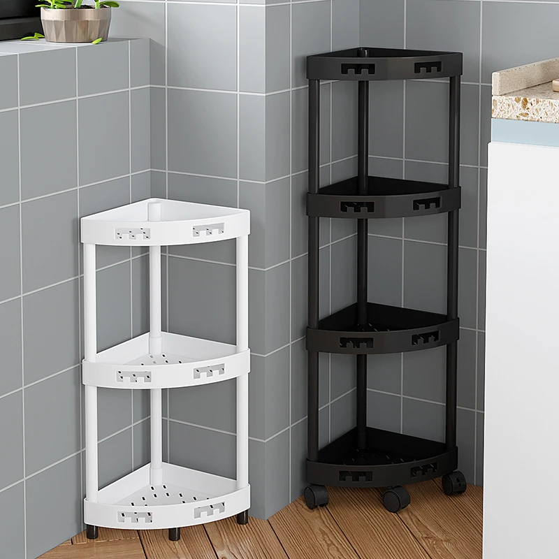 Prateleira de Armazenamento Triangular Multicamadas para Cozinha e Banheiro, de Chão e Parede, Organizador de Vaso Sanitário,...