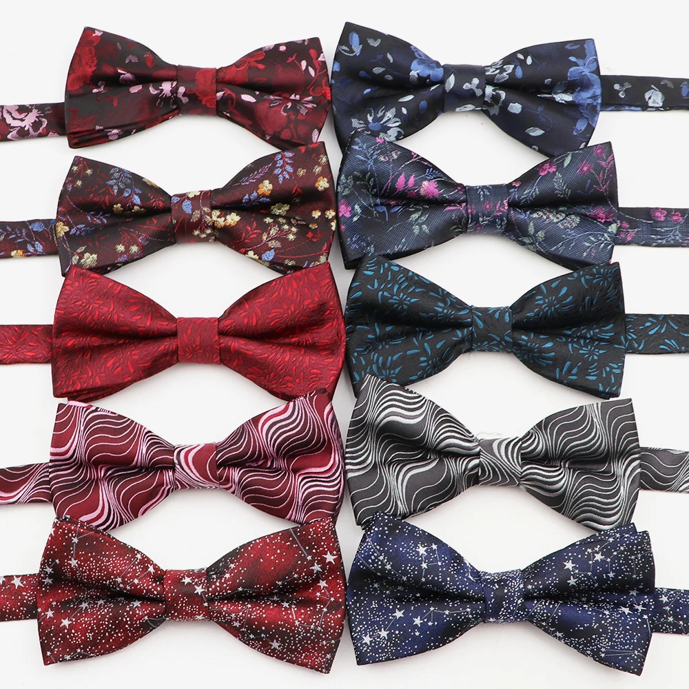 

New Polyester Floral Bowtie For Men's Fashion Flower Red Bow Tie Cravat Neckwear For Wedding Party Suits Tie In Accessories Gift