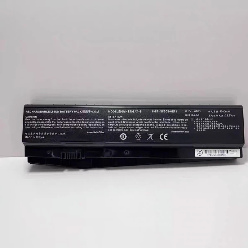 N850BAT-6 Batteria del computer portatile per Clevo N850 N850HC N850HJ N870HC N870HJ1 N850HN Hasee Z7M-KP7G1 Z7M-KP7S1 T6TI-X7 T6TI-X5 11.1V 62Wh