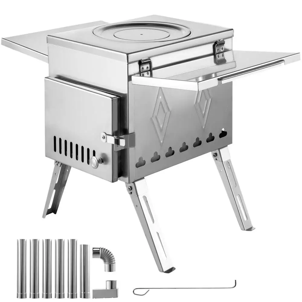 

Portable for camping Wood Stove 304 Stainless Steel Folding Pipe 17.5x14.7x10.6 inch 95.7 inch Total Height