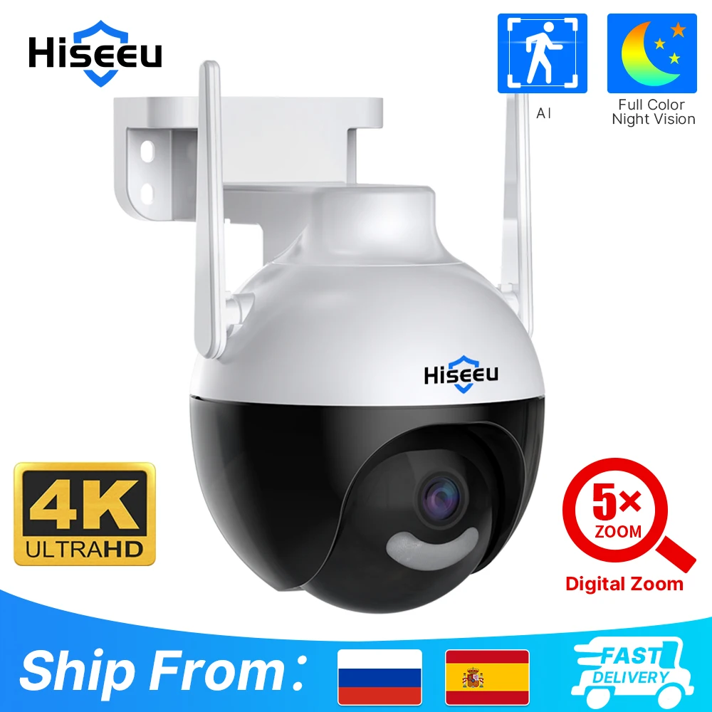 مراجعة تفصيلية للكاميرا IP Hiseeu 4K 8MP مع دعم WiFi و PTZ ورؤية ليلية ملونة