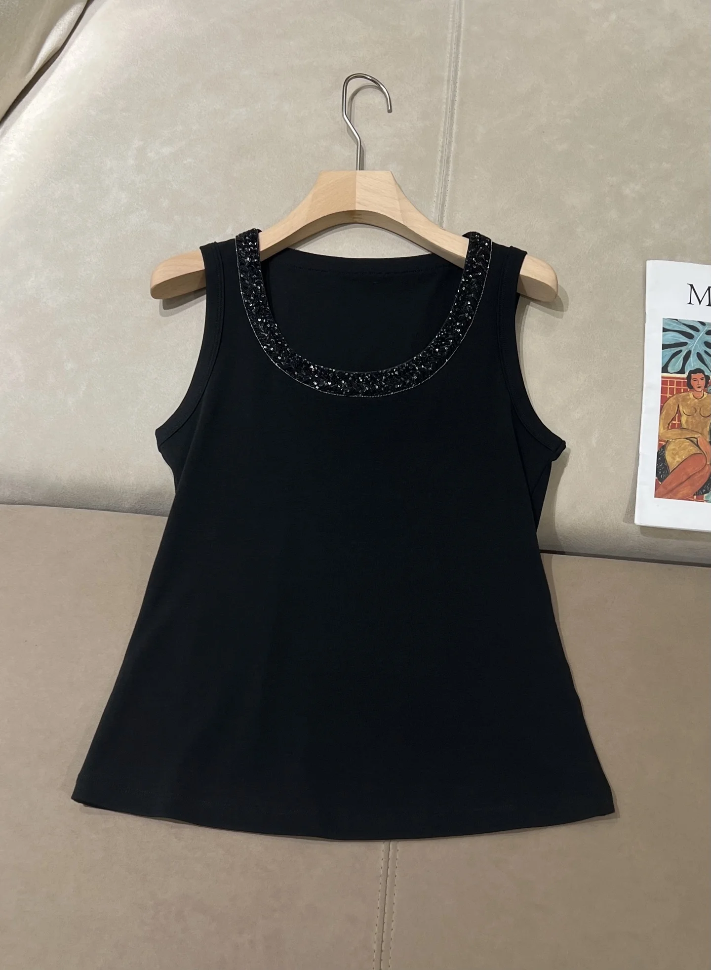 Women's 2026 Spring/Summer New Arrivals: U-Neck Tencel-Cotton Vest — Sleeveless Knitted Base Layer Top